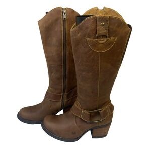 Born Size 6.5 Leather Tall Calf 2.5" Heeled Boots Country Cowboy Equestrian